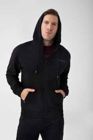 TREC BASIC HOODIE ZIP 182M BLACK BLUZA Z SUWAKIEM