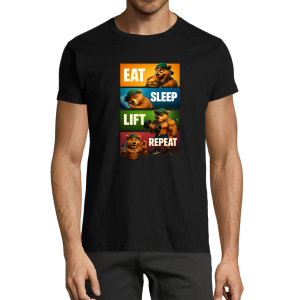 PROFIT T-SHIRT MISIEK EAT SLEEP LIFT BLACK