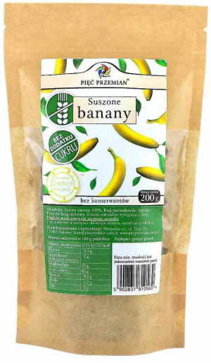 PIĘĆ PRZEMIAN BANANY SUSZONE B/CUKRU 200 g