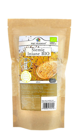 PIĘĆ PRZEMIAN SIEMIĘ LNIANE ZŁOTE BIO 400G