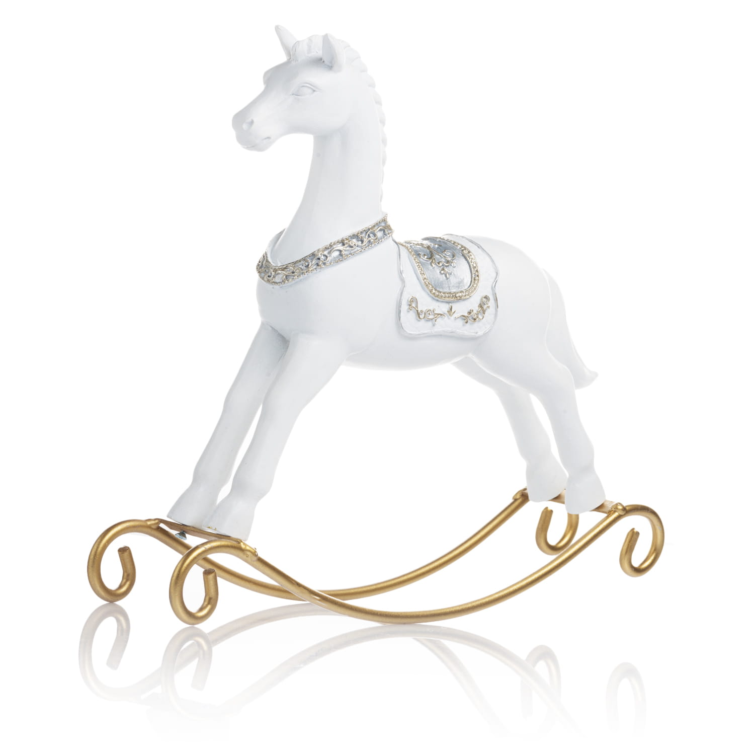 Figurka - Świąteczny Konik Na Biegunach Ze Zdobieniami - 24 Cm - Favola