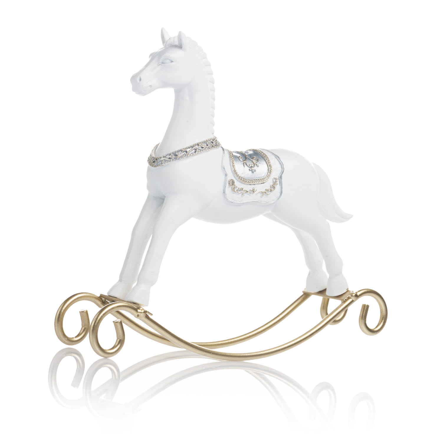 Figurka - Świąteczny Konik Na Biegunach Ze Zdobieniami - 19 Cm - Favola