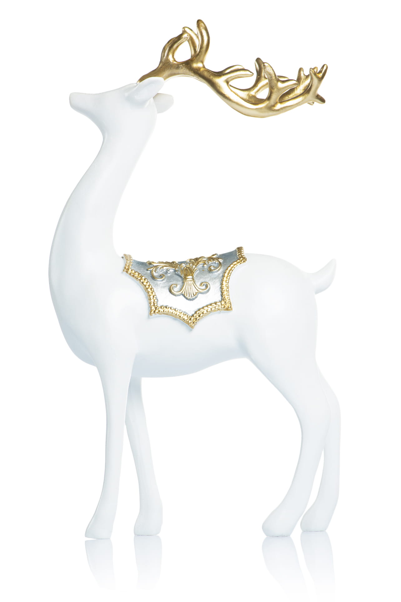 Figurka - Renifer Ze Złotymi Zdobieniami - 29 Cm - Favola