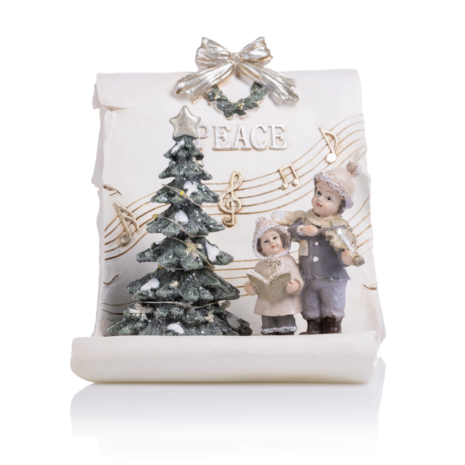 Figurka - Świąteczna Scenka Z Dziećmi - Świecąca - Peace - 15,5 Cm - Favola