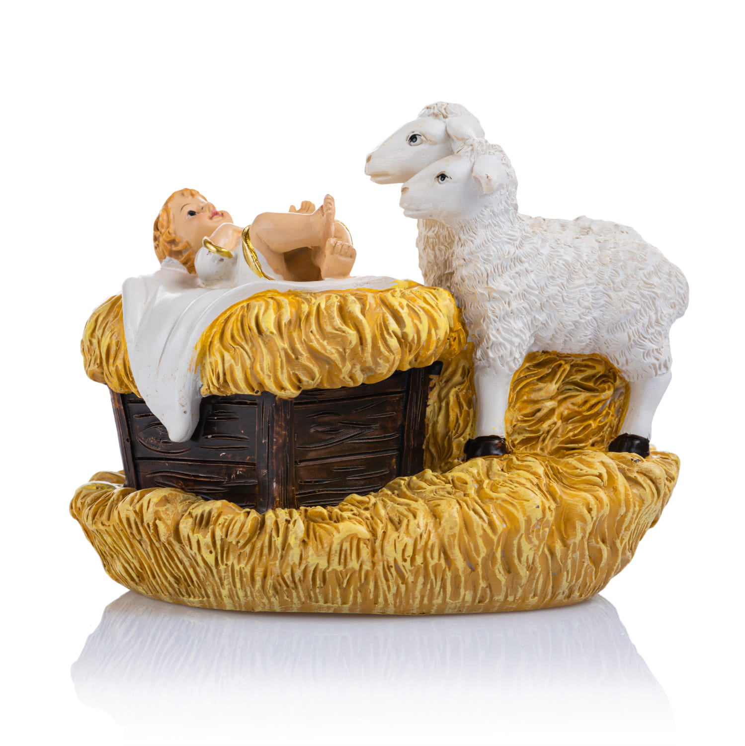 Figurka - Dzieciątko Jezus Z Barankami - 10 Cm - Classic