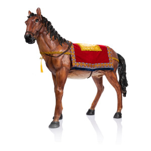 Figura Do Szopki Bożonarodzeniowej - Koń Pankracy z Ozdobnym Czaprakiem - 90 cm - Grande