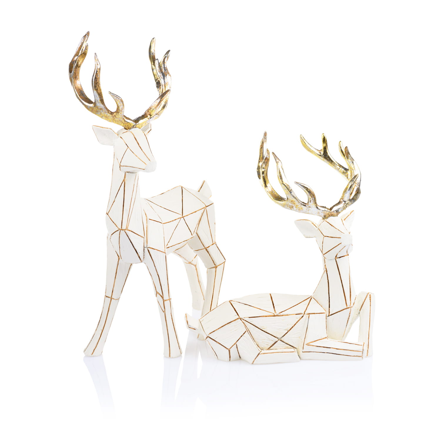 Figurka - Białe Renifery w Nowoczesnym Stylu - 39 cm - Decorato