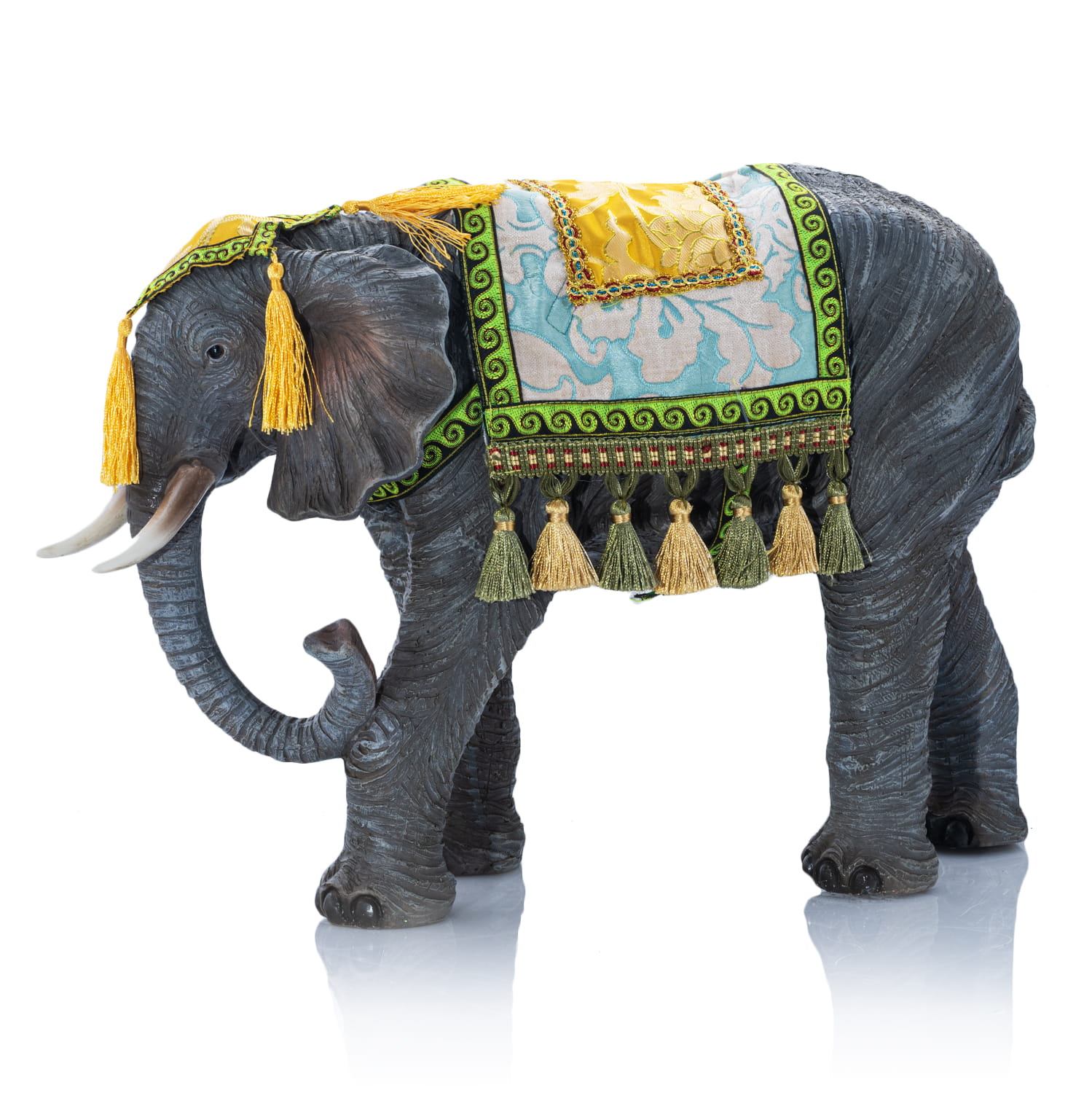 Figura Do Szopki Bożonarodzeniowej - Słoń z Ozdobnym Siodłem - 37 cm - Grande