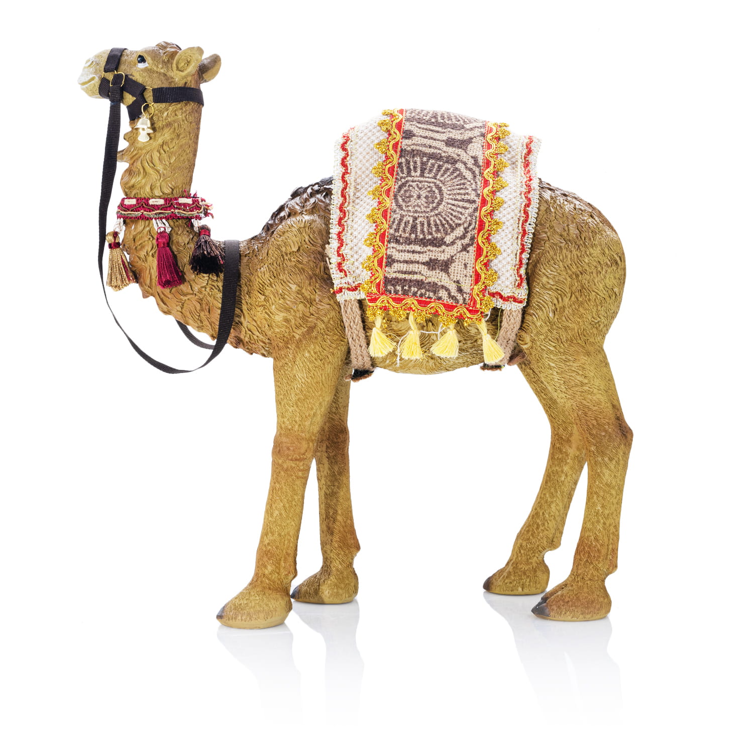 Figura Do Szopki Bożonarodzeniowej - Wielbłąd z Dekoracyjnym Siodłem - 47 cm - Grande