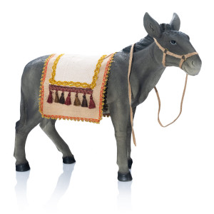 Figura Do Szopki Bożonarodzeniowej - Osioł z Ozdobnym Czaprakiem - 65 cm - Grande