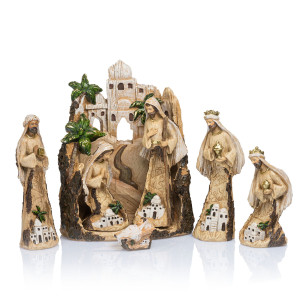 Szopka Bożonarodzeniowa - Zestaw Figurek - Ręcznie Malowana - 23,5 cm - Decorato