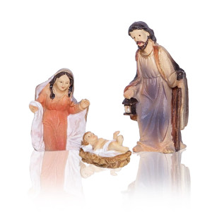 Szopka Bożonarodzeniowa - Święta Rodzina W Ponadczasowej Stylistyce - Trzy Figurki - 4,5 Cm - Classic