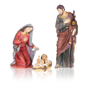 Szopka Bożonarodzeniowa - Święta Rodzina - Zestaw 4 Figur - Ręcznie Malowane - 36 cm - Grande