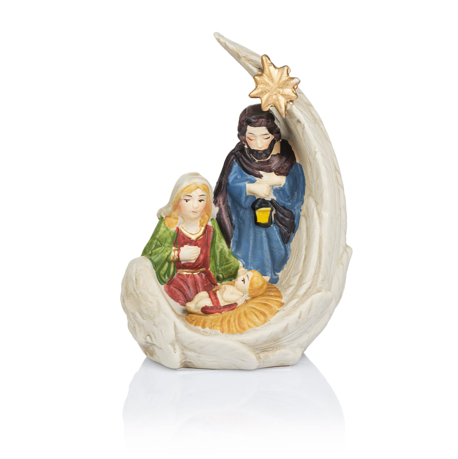 Szopka Bożonarodzeniowa - Święta Rodzina w Skrzydle - 12 cm - Ceramico