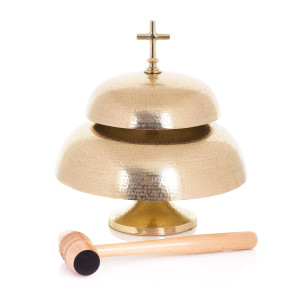 Gong podwójny - mosiądz - drewniany młotek - 30 cm