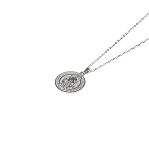 Naszyjnik Srebrny - Medalion - św. Benedykt - Acciaio - Zawieszka 2,5 Cm