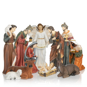 Szopka Bożonarodzeniowa - Zestaw 12 Figur - Ręcznie Malowane - 40 cm - Grande