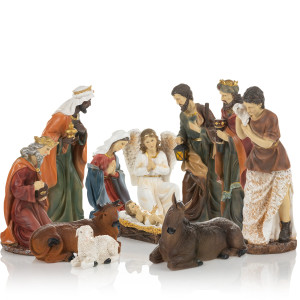 Szopka Bożonarodzeniowa - Zestaw 11 Figur - Ręcznie Malowane - 45 cm - Grande