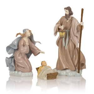 Szopka Bożonarodzeniowa - Święta Rodzina w Pastelowych Kolorach - Ręcznie Malowane - 28 cm - Ceramico