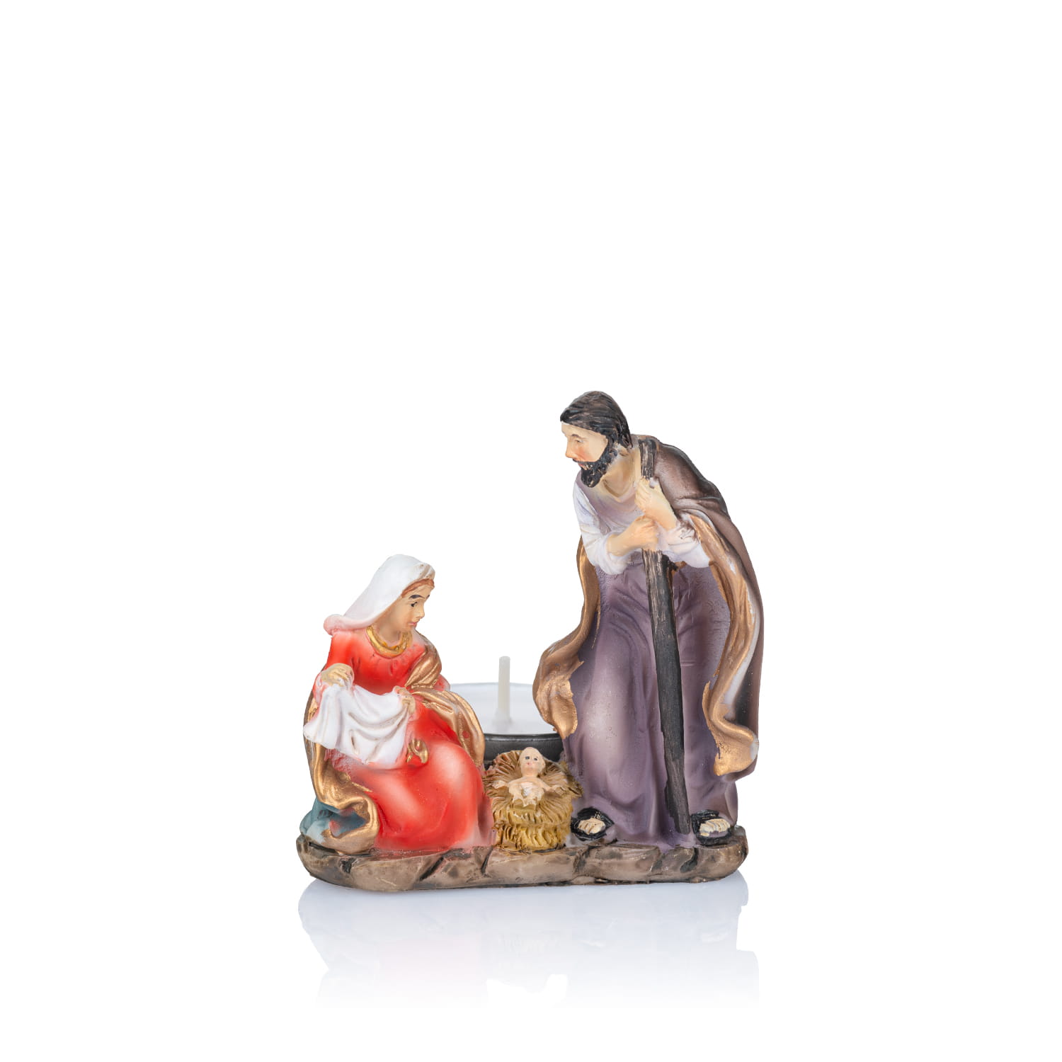Świecznik - szopka bożonarodzeniowa - Święta Rodzina - 7,5 cm - Classic