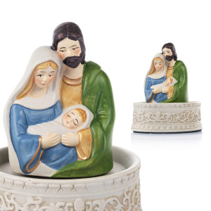 Pozytywka Świąteczna - Święta Rodzina w Nasyconych Kolorach - 15 cm - Ceramico