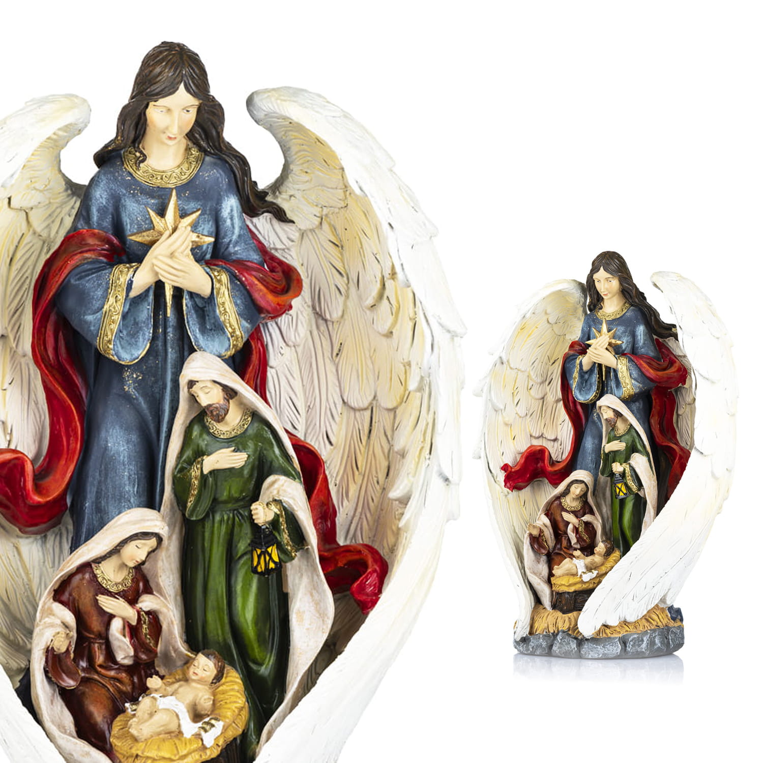 Szopka Bożonarodzeniowa - Święta Rodzina z Aniołem - 45cm - Decorato