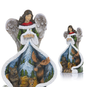 Figurka - Anioł ze Zwierzętami Leśnymi - 24 cm - Decorato