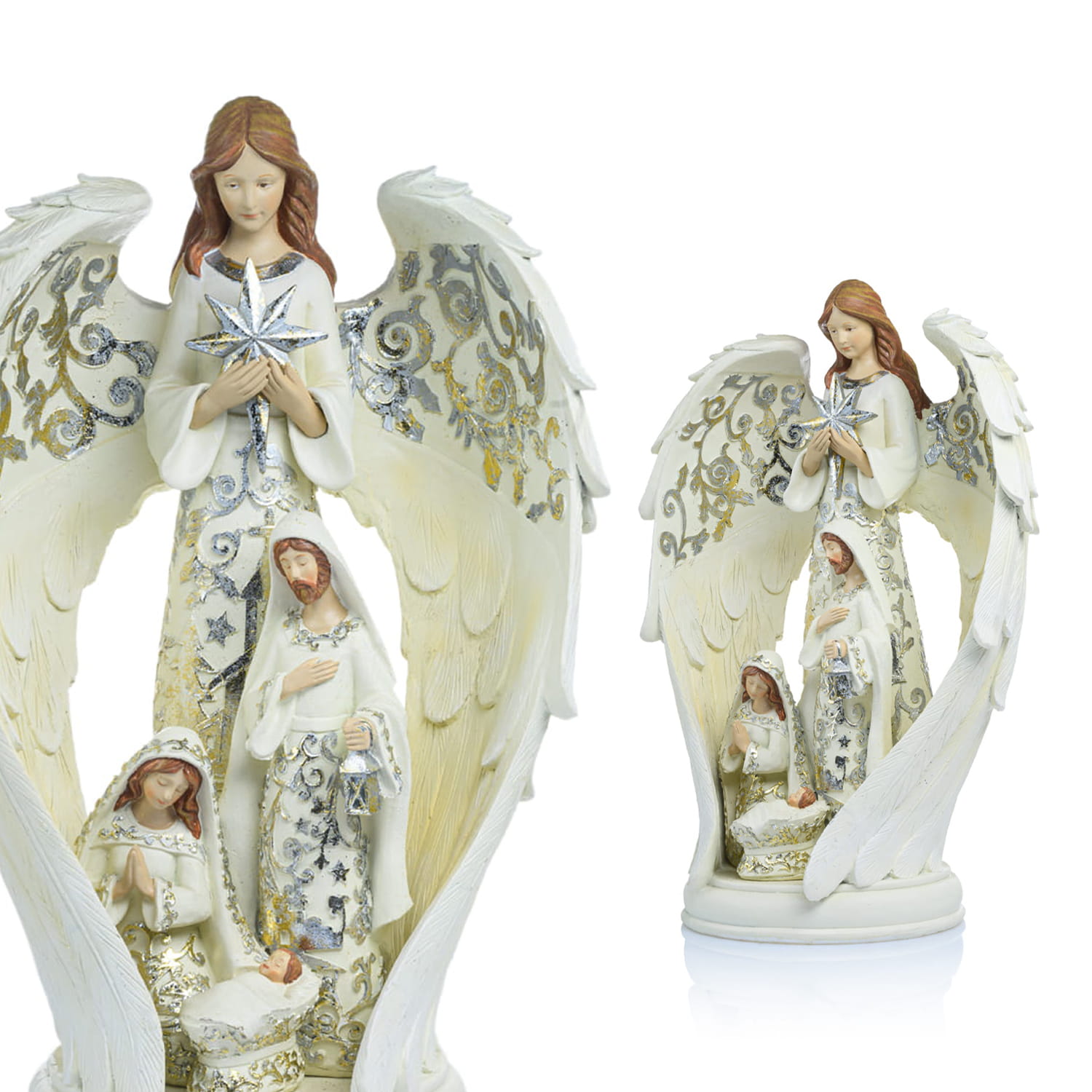 Szopka Bożonarodzeniowa - Święta Rodzina z Aniołem - 38 cm - Decorato