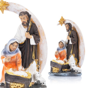 Szopka Bożonarodzeniowa - Święta Rodzina Na Tle Gwiazdy Betlejemskiej - 12 Cm - Classic