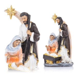 Szopka Bożonarodzeniowa - Święta Rodzina Na Tle Gwiazdy Betlejemskiej - 16 Cm - Classic