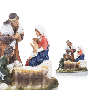Szopka Bożonarodzeniowa - Święta Rodzina Z Pasterzem - Ręcznie Malowana - 13 Cm - Classic
