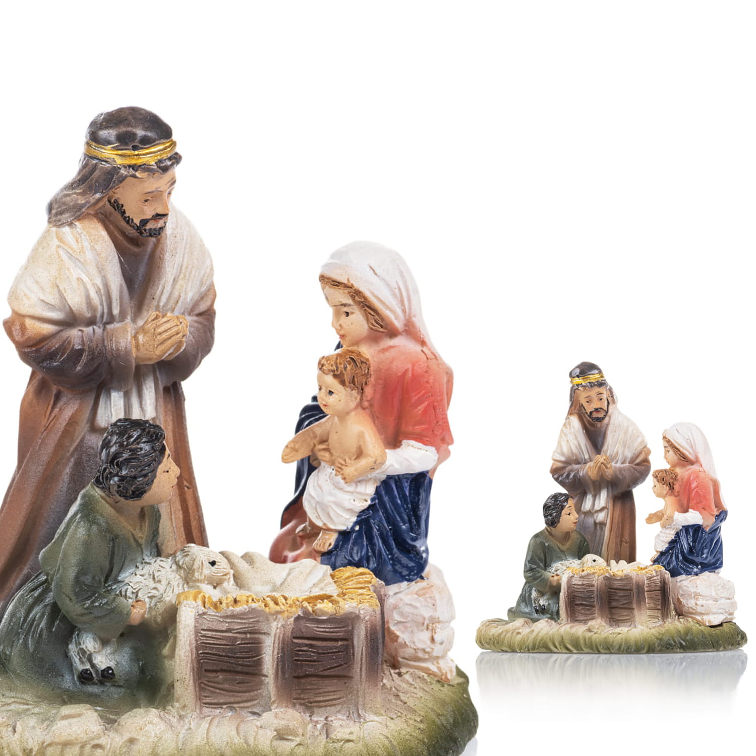 Szopka Bożonarodzeniowa - Święta Rodzina Z Pasterzem - Ręcznie Malowana - 7 Cm - Classic