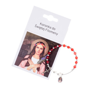 Koronka Różańca na Rękę - Bransoletka z Instrukcją Modlitwy - Koronka do św. Filomeny