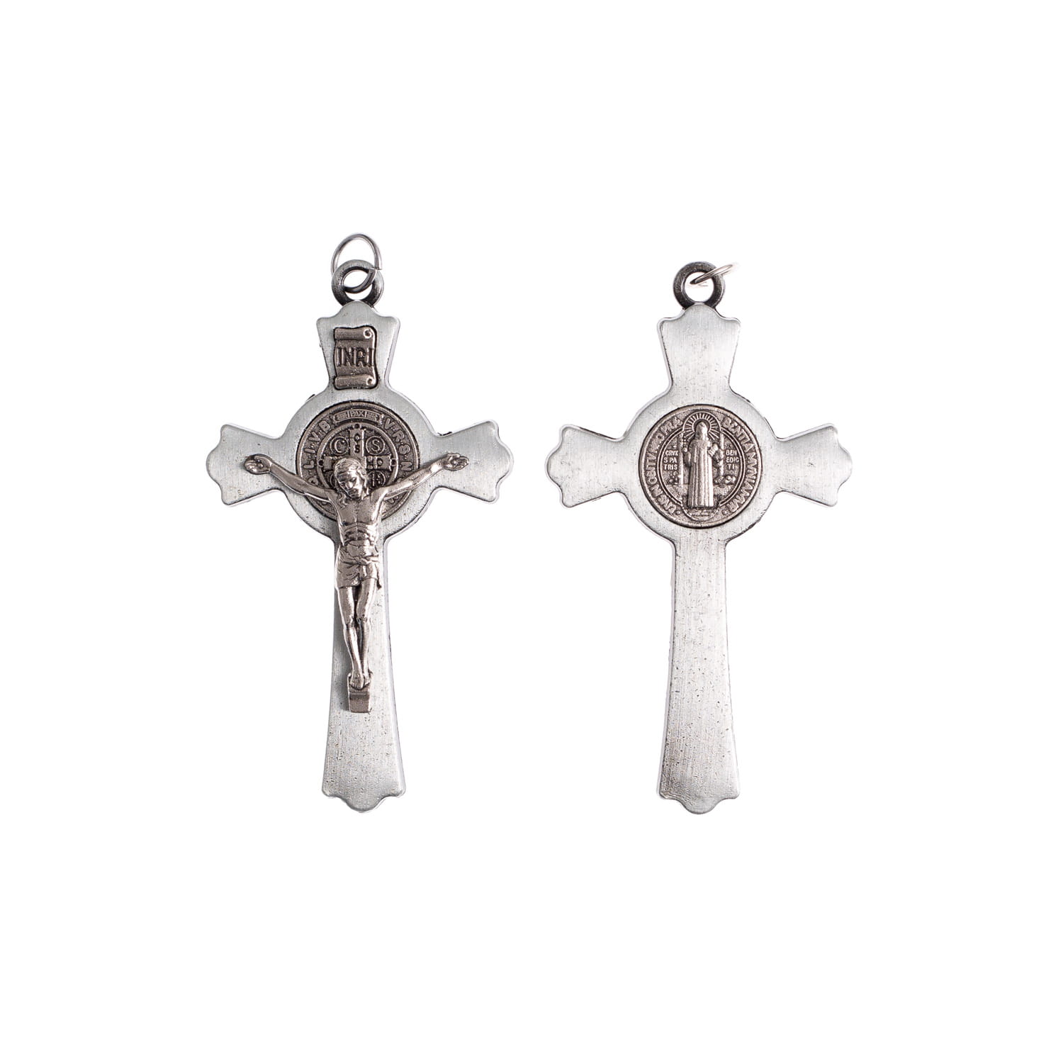 Krzyż - Metal - Św. Benedykt - Satynowa Powłoka - 8 cm