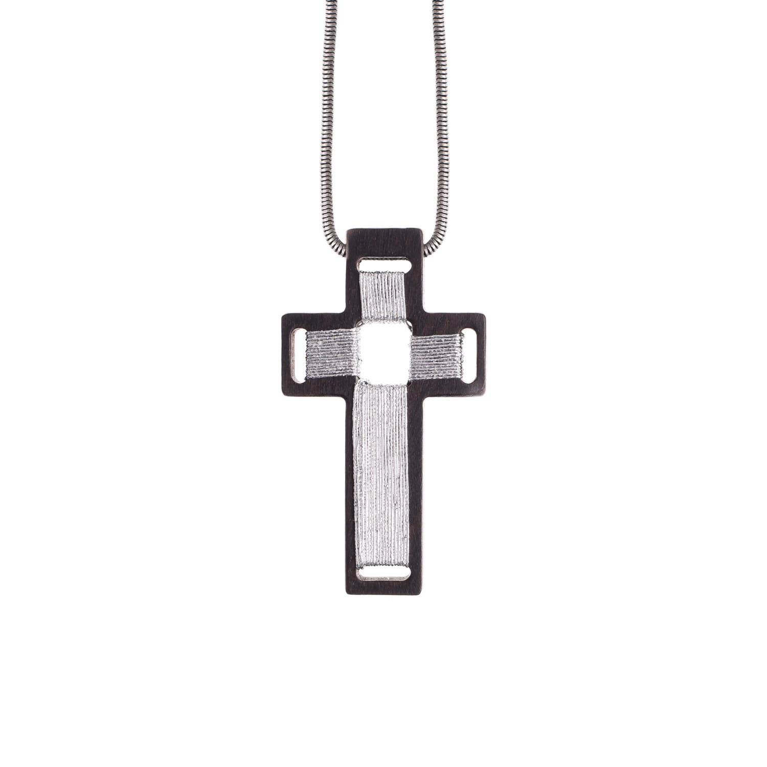 Naszyjnik - Krzyżyk Drewniany - Zawieszka 7 cm