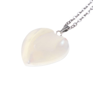 Naszyjnik - Serce z Masy Perłowej - Zawieszka 2,7 cm - Madreperla