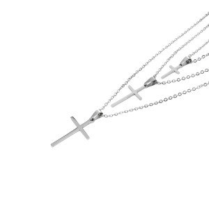 Naszyjnik Srebrny - Trzy Krzyże - Acciaio - Zawieszka 3 cm