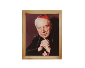 Obrazek w ramce kardynał Wyszyński drewno 20x25