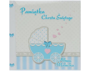 Pamiątka Chrzest Album wózek niebieski