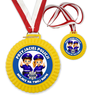 Medal 3D - PRZYJACIEL POLICJI- wzór 60 (+ tasiemka, + własny napis)