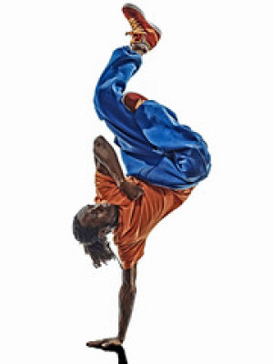 Fototapeta Breakdance hip hop acrobatic break dancer breakdancing young man handstand