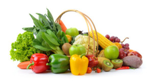 Fototapeta Kuchnia vegetables and fruits on white background