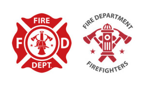 Fototapeta Straż Fire department logos, set of modern and vintage