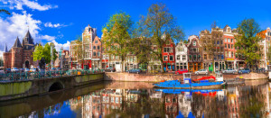 Fototapeta Amsterdam Romantic canalas of Amsterdam. Travel in Holland