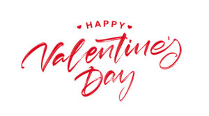 Fototapeta Napisy Handwritten modern brush textured lettering of Happy Valentines Day with hearts isolated on white background.