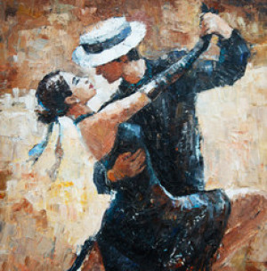 Fototapeta Tango tango dancers digital painting, tango dancers