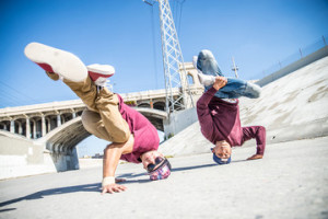 Fototapeta Breakdance Breakdancers perfrming tricks
