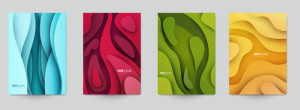 Fototapeta Pokój dziecięcy Set of minimal template in paper cut style design for branding, advertising with abstract shapes. Modern background for