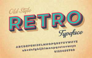 Fototapeta Retro Colorful italic retro font and alphabet 80s, 90s.