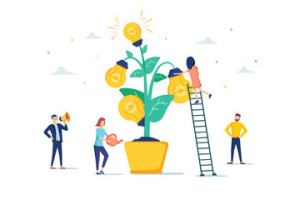 Fototapeta Motywacja Mentoring vector illustration. Flat tiny motivation couch persons concept. Employee education development teacher